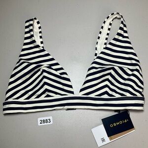 PIOMBO Bikini Top Black Cream Stripes XL Women’s Beachwear New